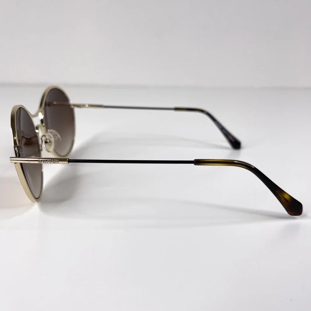 BALMAIN 52mm Round Sunglasses Gold Made In France